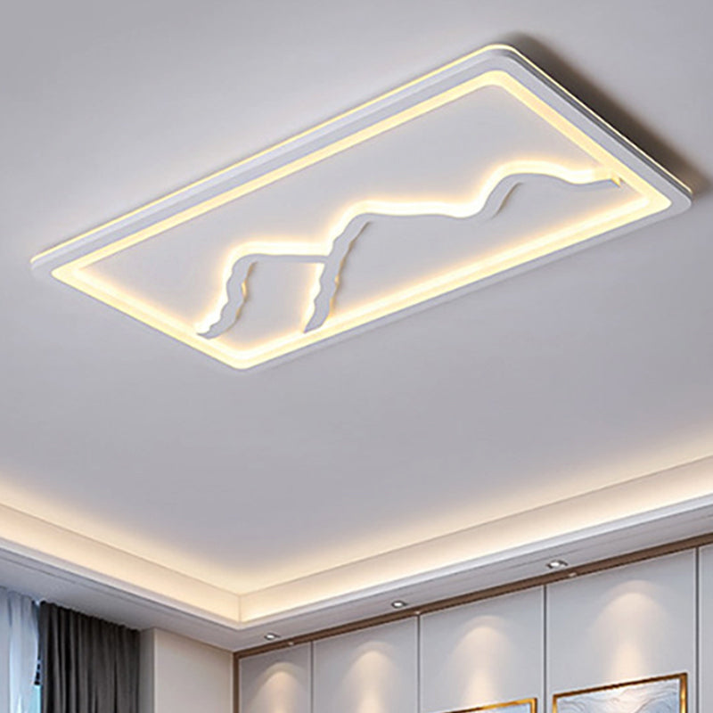 Contemporary LED Acrylic Flush Mount Light in White/Warm Light - Square/Rectangle, 19.5"/23.5"/35.5" Wide