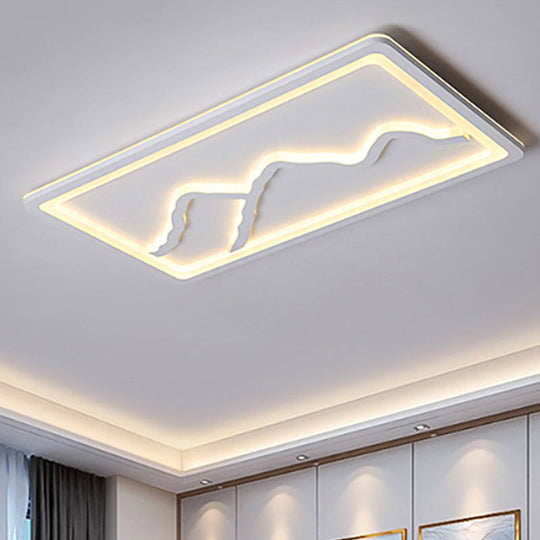 Contemporary LED Acrylic Flush Mount Light in White/Warm Light - Square/Rectangle, 19.5"/23.5"/35.5" Wide