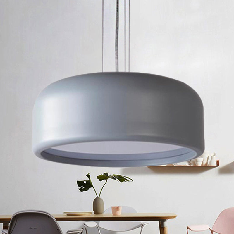 Modern Drum Pendant Lamp - Acrylic Grey/Coffee with Recessed Diffuser, Perfect for Living Room - Available in 3 Sizes: 14", 19", 23.5