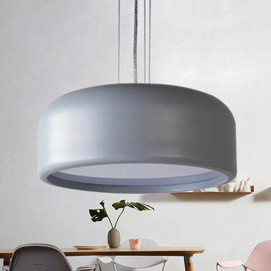 Modern Drum Pendant Lamp - Acrylic Grey/Coffee with Recessed Diffuser, Perfect for Living Room - Available in 3 Sizes: 14", 19", 23.5