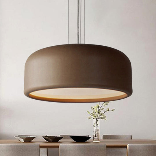 Modern Drum Pendant Lamp - Acrylic Grey/Coffee with Recessed Diffuser, Perfect for Living Room - Available in 3 Sizes: 14", 19", 23.5