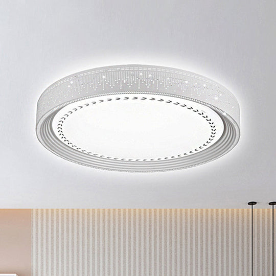 Modern LED Ceiling Light with Meteor Shower Design Acrylic Shade, White Round Flush Mount, Various Sizes (18"/22"/30" Dia)