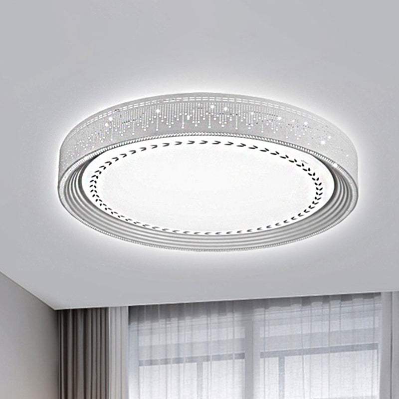 Modern LED Ceiling Light with Meteor Shower Design Acrylic Shade, White Round Flush Mount, Various Sizes (18"/22"/30" Dia)