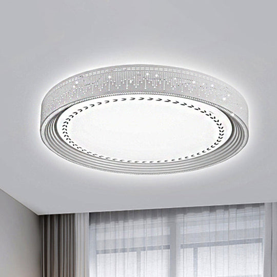 Modern LED Ceiling Light with Meteor Shower Design Acrylic Shade, White Round Flush Mount, Various Sizes (18"/22"/30" Dia)