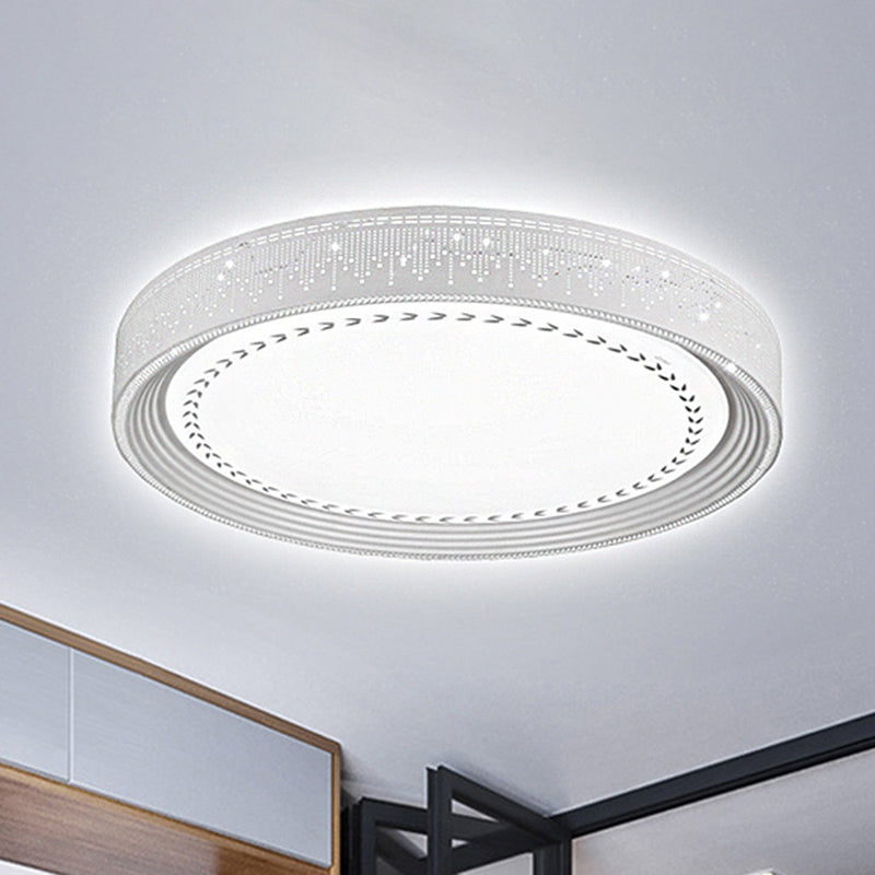 Modern LED Ceiling Light with Meteor Shower Design Acrylic Shade, White Round Flush Mount, Various Sizes (18"/22"/30" Dia)