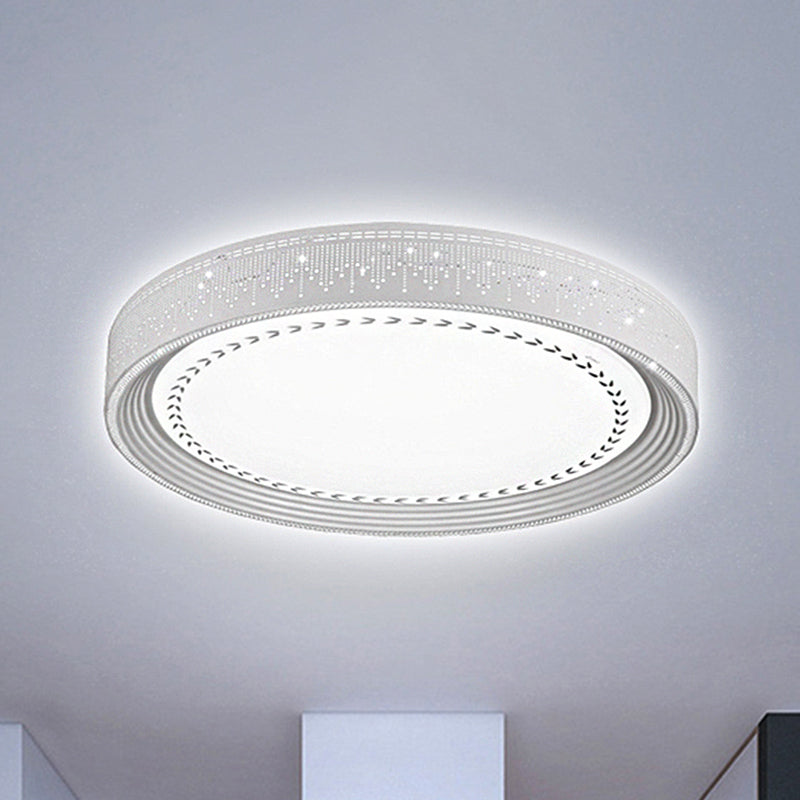 Modern LED Ceiling Light with Meteor Shower Design Acrylic Shade, White Round Flush Mount, Various Sizes (18"/22"/30" Dia)