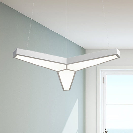 Modern Metal Y Shape Hanging Lamp With 3 Led Lights And White Acrylic Diffuser For Ceiling -