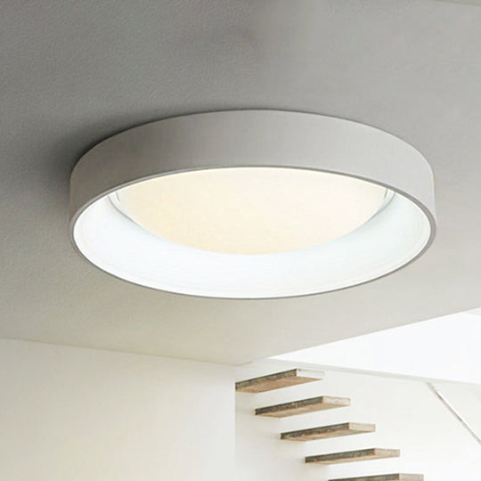 Nordic Acrylic Drum Ceiling Light: Grey/White 18"/23.5" Dia LED Flush Mount