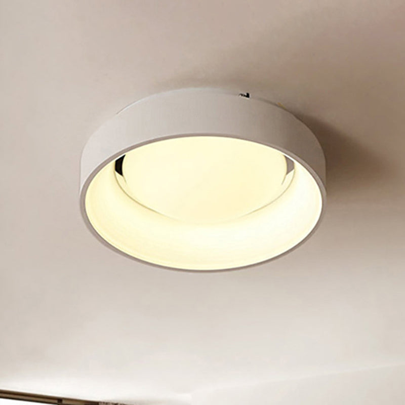 Nordic Acrylic Drum Ceiling Light: Grey/White 18"/23.5" Dia LED Flush Mount