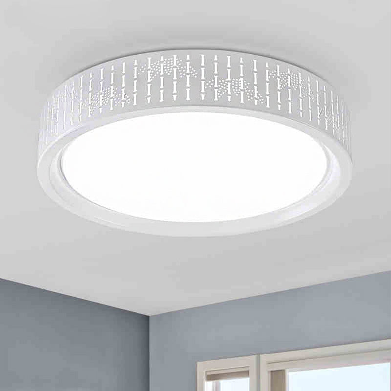 Simplicity LED Flush Mount Lamp with White Ringed Acrylic Shade - 16.5"/20.5"/31" Dia