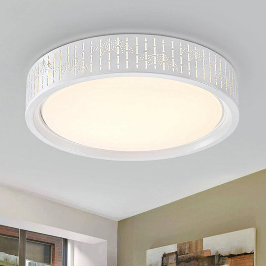 Simplicity LED Flush Mount Lamp with White Ringed Acrylic Shade - 16.5"/20.5"/31" Dia