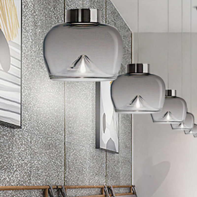 Nordic Style Dome Pendant Lighting With Tan/Clear/Smoky Glass - Warm Light