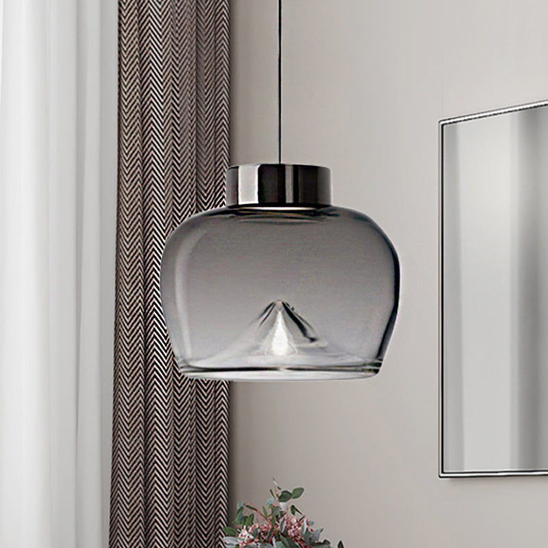 Nordic Style Dome Pendant Lighting With Tan/Clear/Smoky Glass - Warm Light Smoke Gray