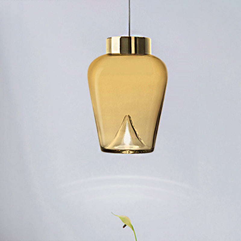 Nordic Style Dome Pendant Lighting With Tan/Clear/Smoky Glass - Warm Light Tan
