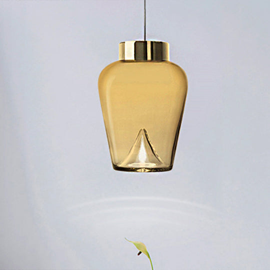 Nordic Style Dome Pendant Lighting With Tan/Clear/Smoky Glass - Warm Light Tan