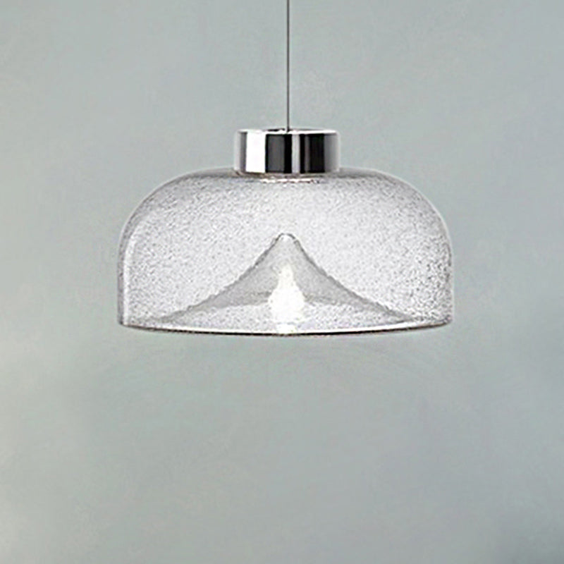 Nordic Style Dome Pendant Lighting: Tan/Clear/Smoky Glass, 1-Light Hanging Ceiling Lamp in Warm Light