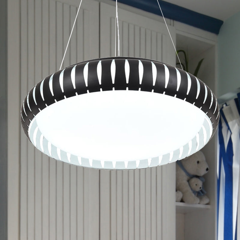 Contemporary Round LED Ceiling Pendant - Metal Gold/Black/White, Warm/White/Natural Light - 18"/22