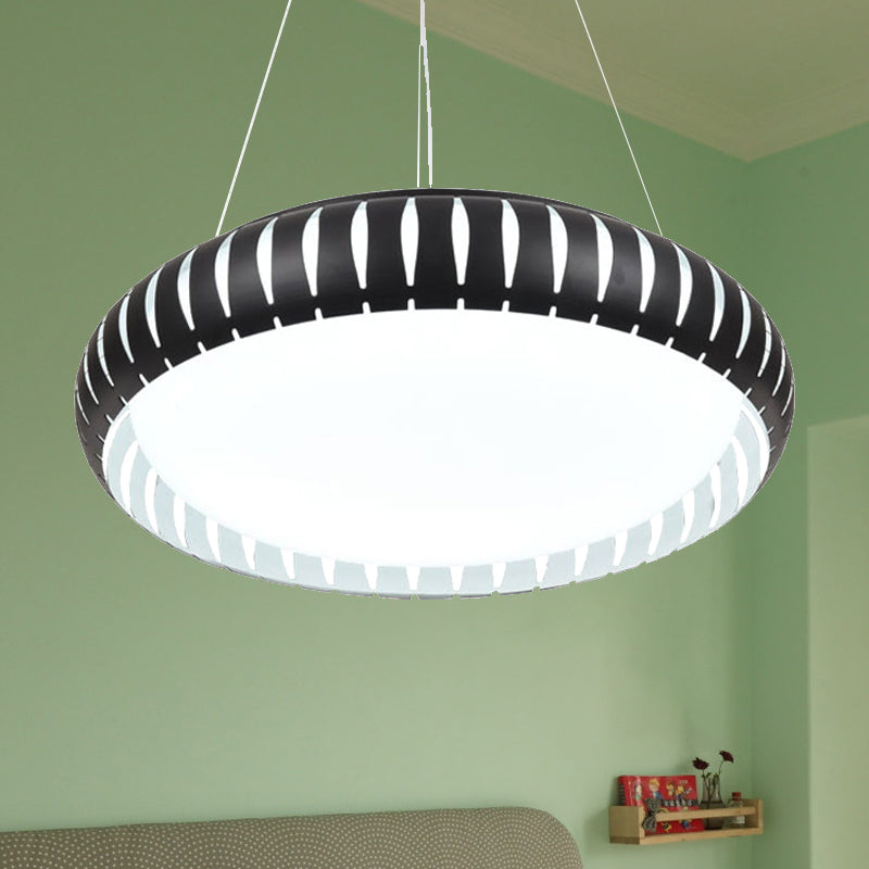 Contemporary Round LED Ceiling Pendant - Metal Gold/Black/White, Warm/White/Natural Light - 18"/22