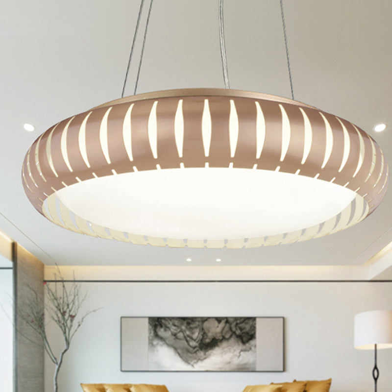 Contemporary Round LED Ceiling Pendant - Metal Gold/Black/White, Warm/White/Natural Light - 18"/22
