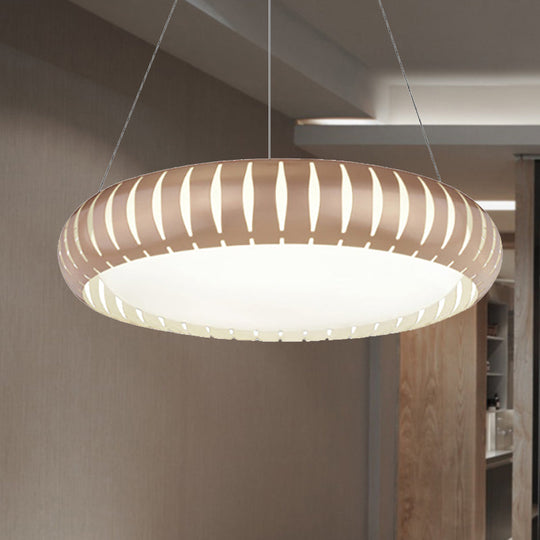 Contemporary Round LED Ceiling Pendant - Metal Gold/Black/White, Warm/White/Natural Light - 18"/22