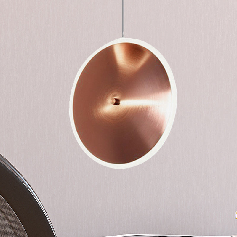 Vertical Disc Hanging Light: 8/12/16W Rose Gold Suspension Pendant With Led Acrylic In Warm/White