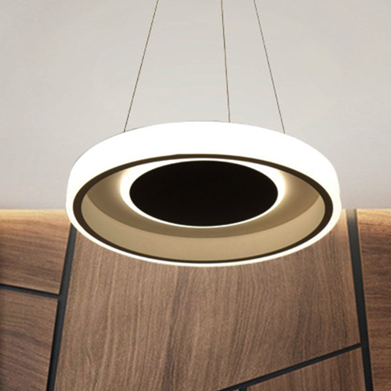 Modern Round Acrylic Pendant Lighting - 14/19.5 Wide Led White Ceiling Lamp In White/Warm/Natural