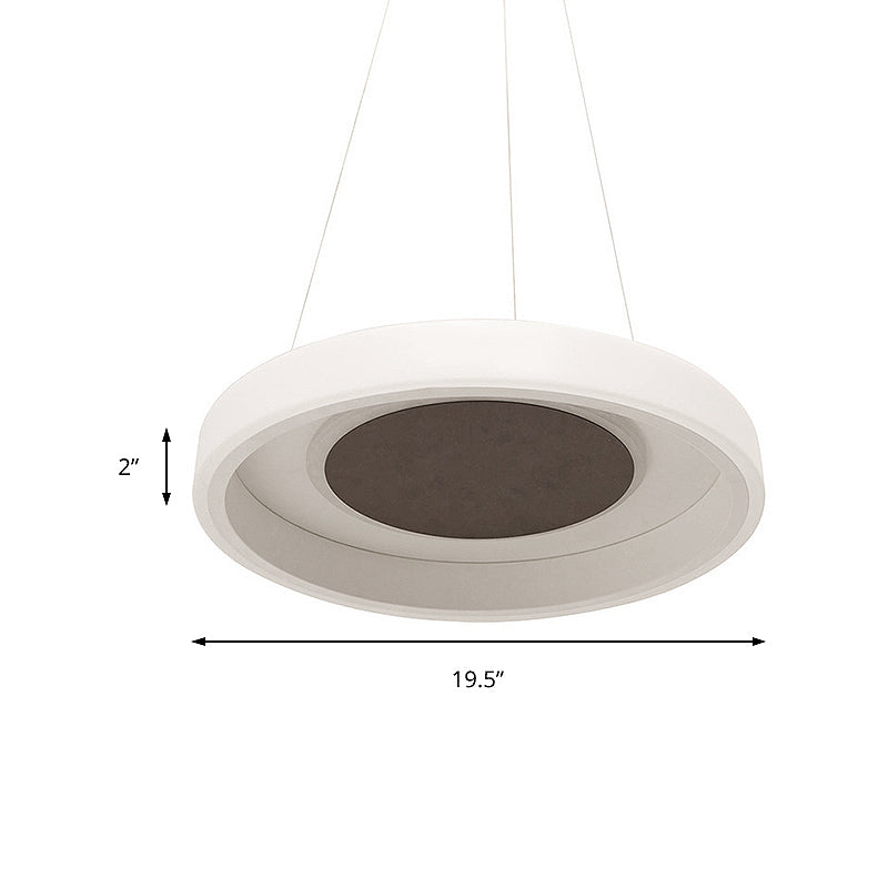 Modern Round Acrylic Pendant Lighting - 14/19.5 Wide Led White Ceiling Lamp In White/Warm/Natural