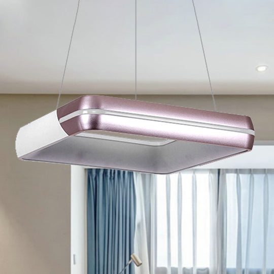 Modern LED Rose Gold Ring Pendant Light, Metal Hanging Fixture for Dining Room - 18"/19"/21.5"/30" Wide