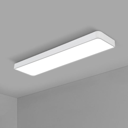 Modern Led Flush Light With Rectangular Acrylic Shade - Office Ceiling Mounted White / Large 59