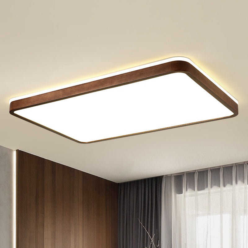 Minimalist Brown Geometric LED Flush Ceiling Light for Bedroom