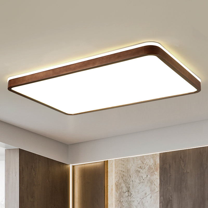 Minimalist Brown Geometric LED Flush Ceiling Light for Bedroom