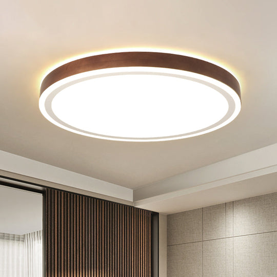 Minimalist Brown Geometric LED Flush Ceiling Light for Bedroom