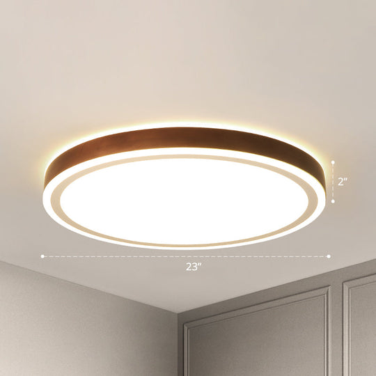 Minimalist Brown Geometric LED Flush Ceiling Light for Bedroom