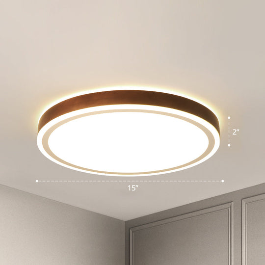 Minimalist Brown Geometric LED Flush Ceiling Light for Bedroom