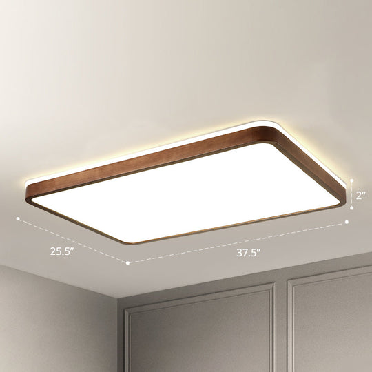 Minimalist Brown Geometric LED Flush Ceiling Light for Bedroom