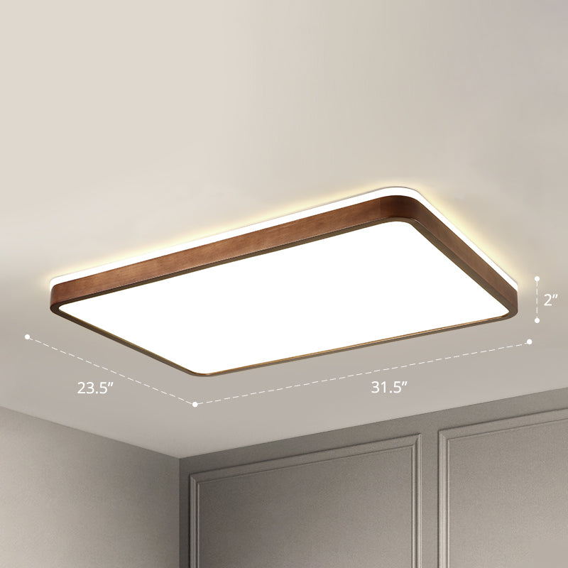 Minimalist Brown Geometric LED Flush Ceiling Light for Bedroom