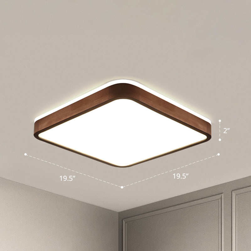 Minimalist Brown Geometric LED Flush Ceiling Light for Bedroom