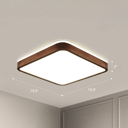 Minimalist Brown Geometric LED Flush Ceiling Light for Bedroom