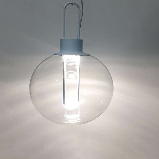 Contemporary Clear Glass Sphere Pendant Lighting - 1 Light White/Black Hanging Lamp Fixture for Restaurants