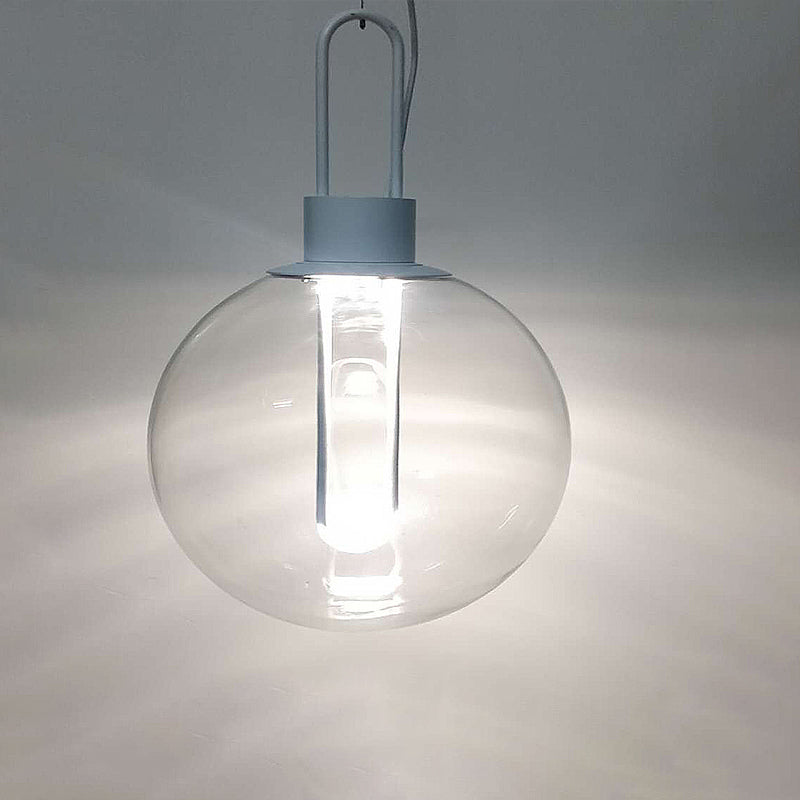 Contemporary Clear Glass Sphere Pendant Light - Elegant 1-Light White/Black Hanging Lamp For