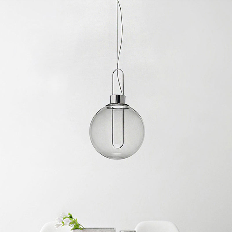 Modernist Clear Glass Sphere Pendant Ceiling Light with 1 Light in Gold/Chrome/Rose Gold and White Illumination
