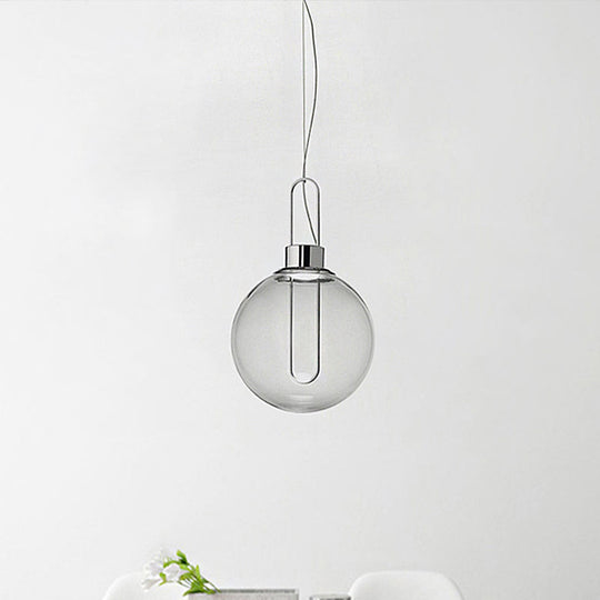 Modernist Clear Glass Sphere Pendant Ceiling Light with 1 Light in Gold/Chrome/Rose Gold and White Illumination
