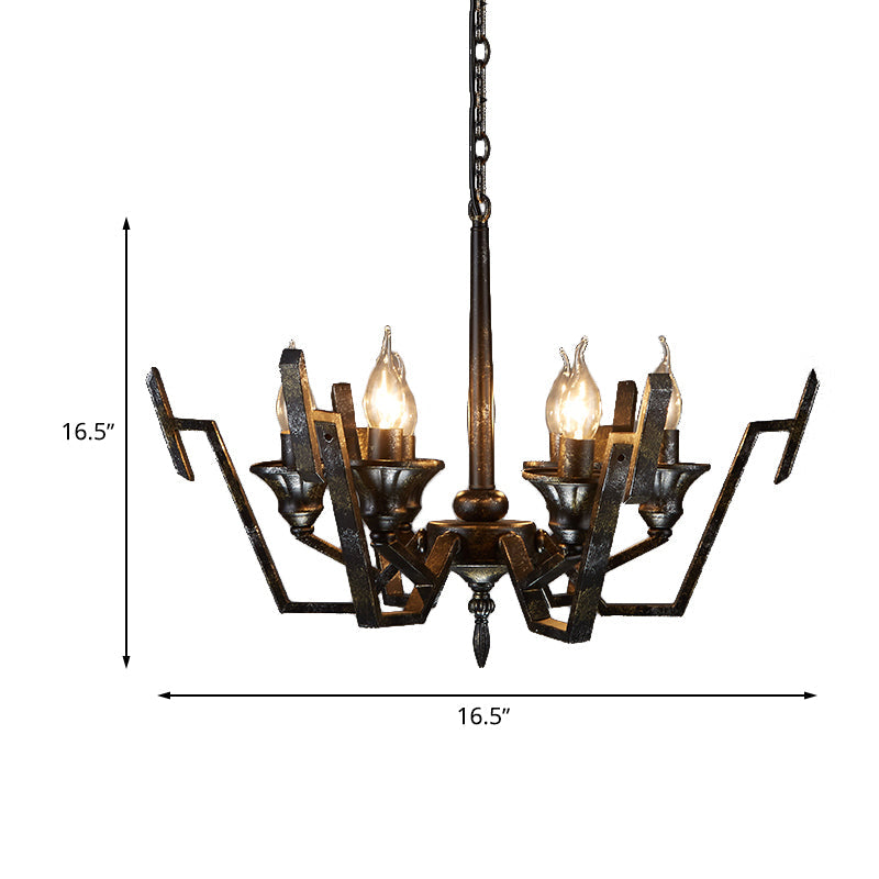 Rustic Metal Candelabra Pendant Lamp: Black 6-Light Chandelier For Bedroom