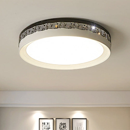 Contemporary LED Ceiling Lamp in Black, Round 18"/22"/30" Dia, Flush Mount with Warm/White Lighting and Rhythm Pattern