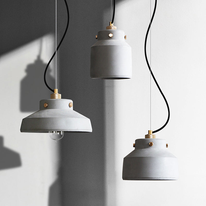 Grey Cement Suspension Lamp - Modernist 1 Light Hanging Ceiling Fixture Multiple Sizes Available