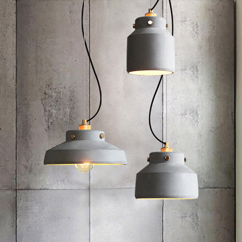 Grey Cement Suspension Lamp - Modernist 1 Light Hanging Ceiling Fixture Multiple Sizes Available