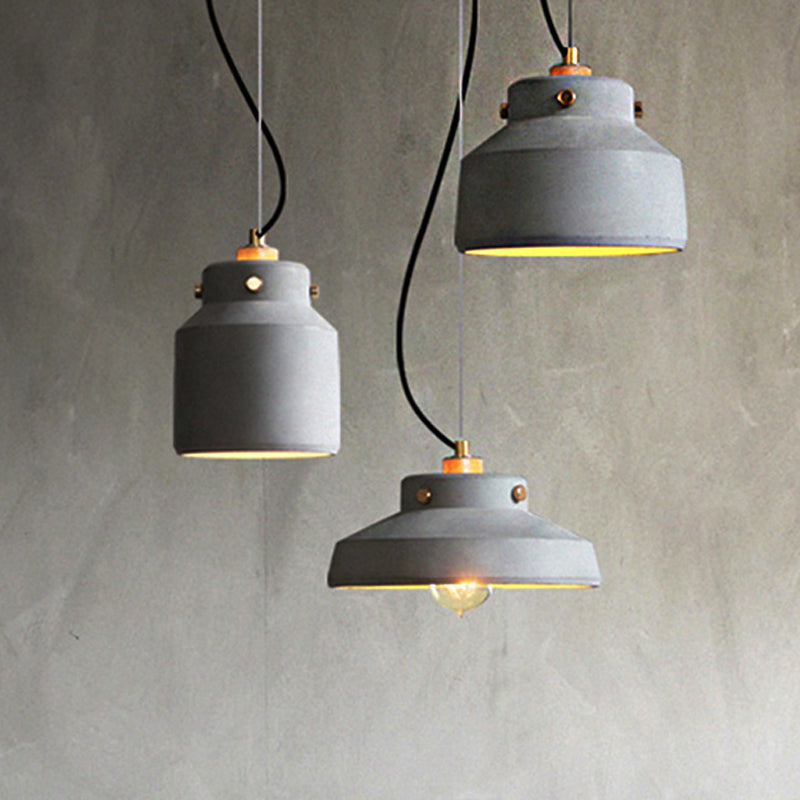 Modernist 1-Light Grey Mason Jar Cement Pendant Lamp - 7"/10"/12.5" Width