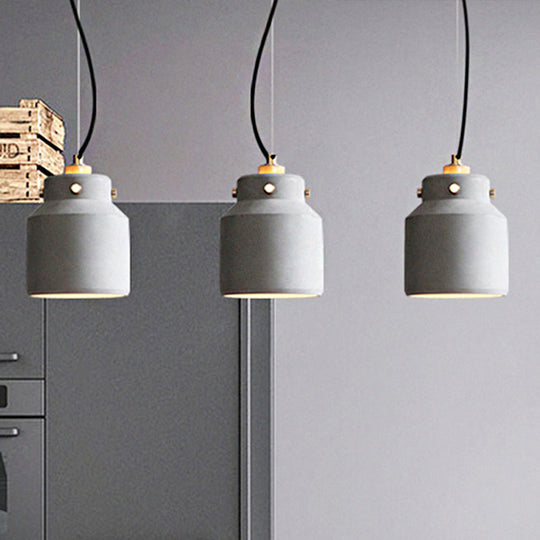 Grey Cement Suspension Lamp - Modernist 1 Light Hanging Ceiling Fixture Multiple Sizes Available
