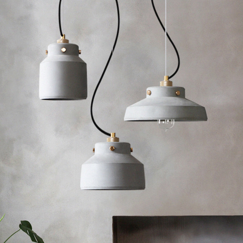 Grey Cement Suspension Lamp - Modernist 1 Light Hanging Ceiling Fixture Multiple Sizes Available
