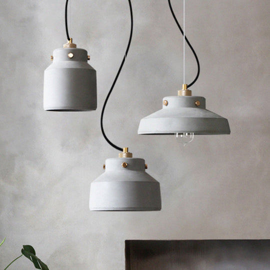 Grey Cement Suspension Lamp - Modernist 1 Light Hanging Ceiling Fixture Multiple Sizes Available